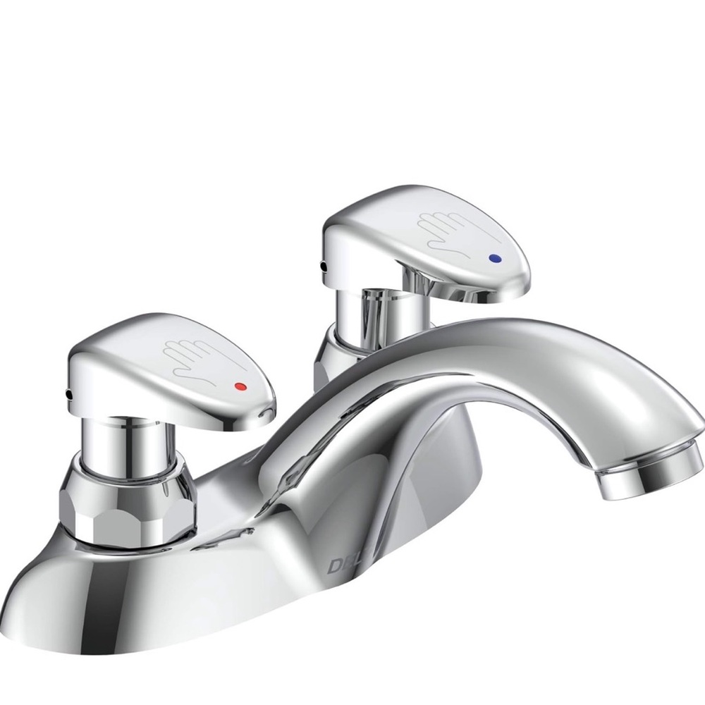 Delta 86T1153 Commercial Grade 2 Handle Metering Bathroom Faucet Slow Close NEW